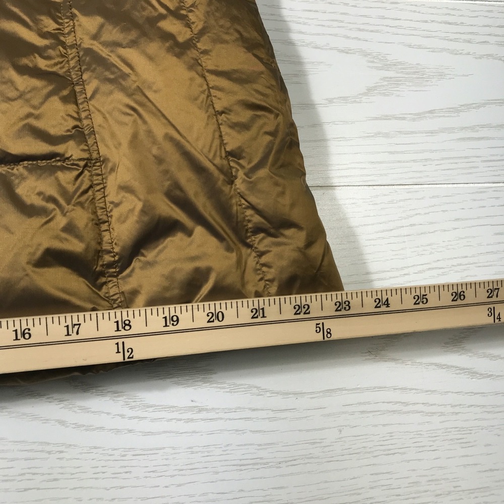 Womens Duck Down Quilted Puffer Vest Size Small Gold Zip Pockets High Collar - Picture 8 of 14
